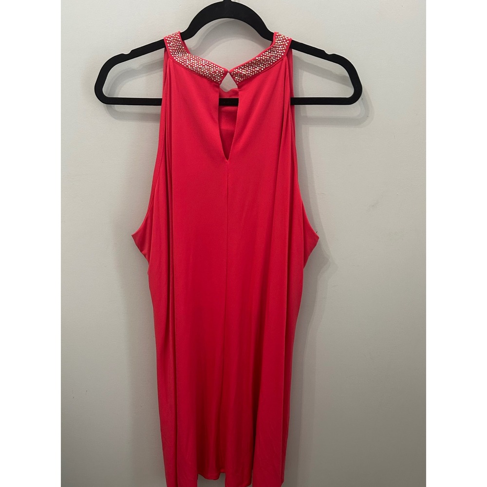 Calvin Klein Womens 20W Coral Pink Embellished Halter Neck A-Line Dress - Picture 5 of 5